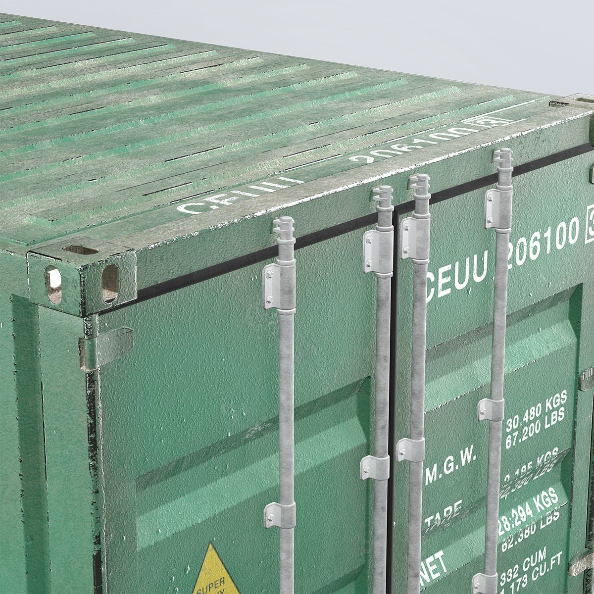 Container 20ft Green 3D model_16