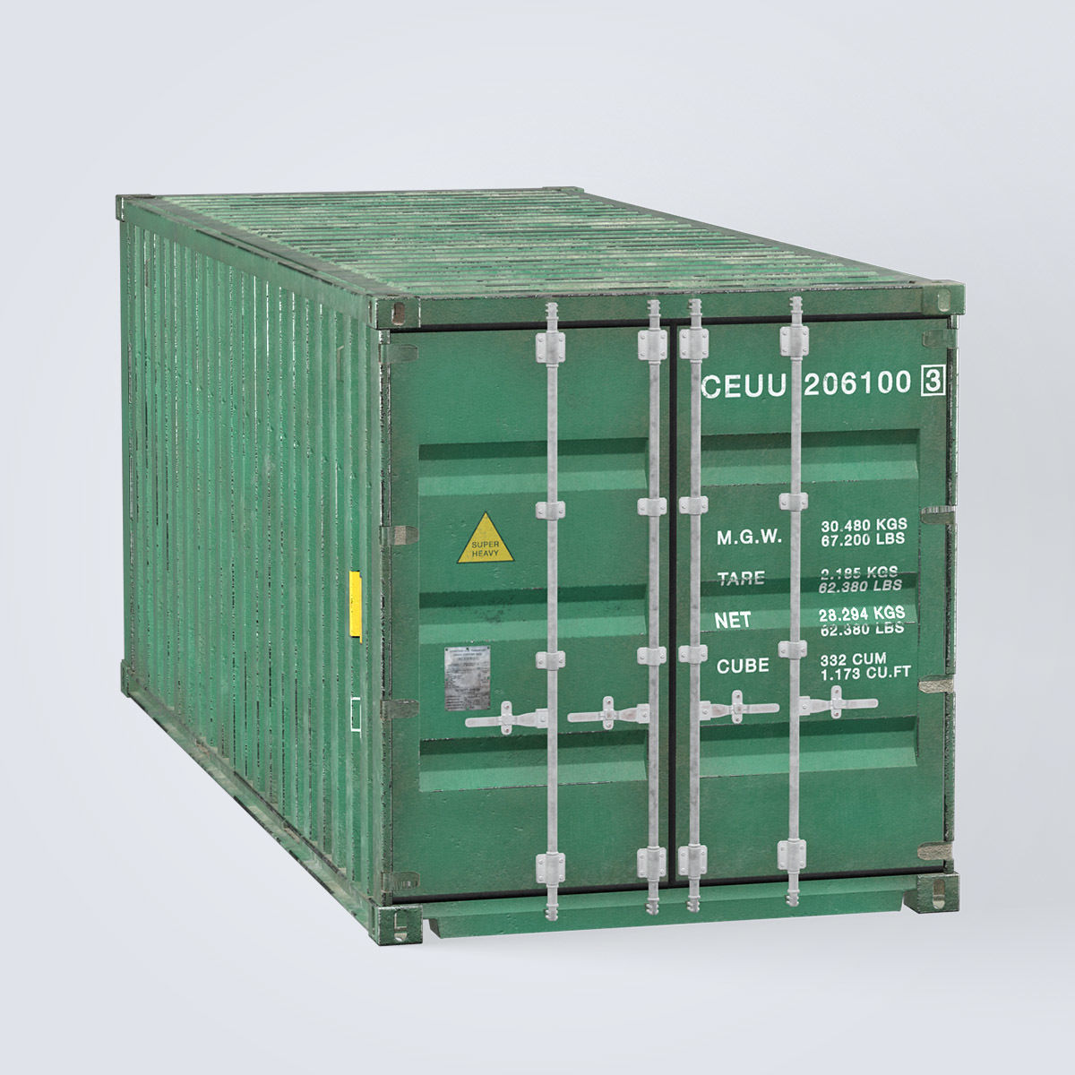Container 20ft Green 3D model_5