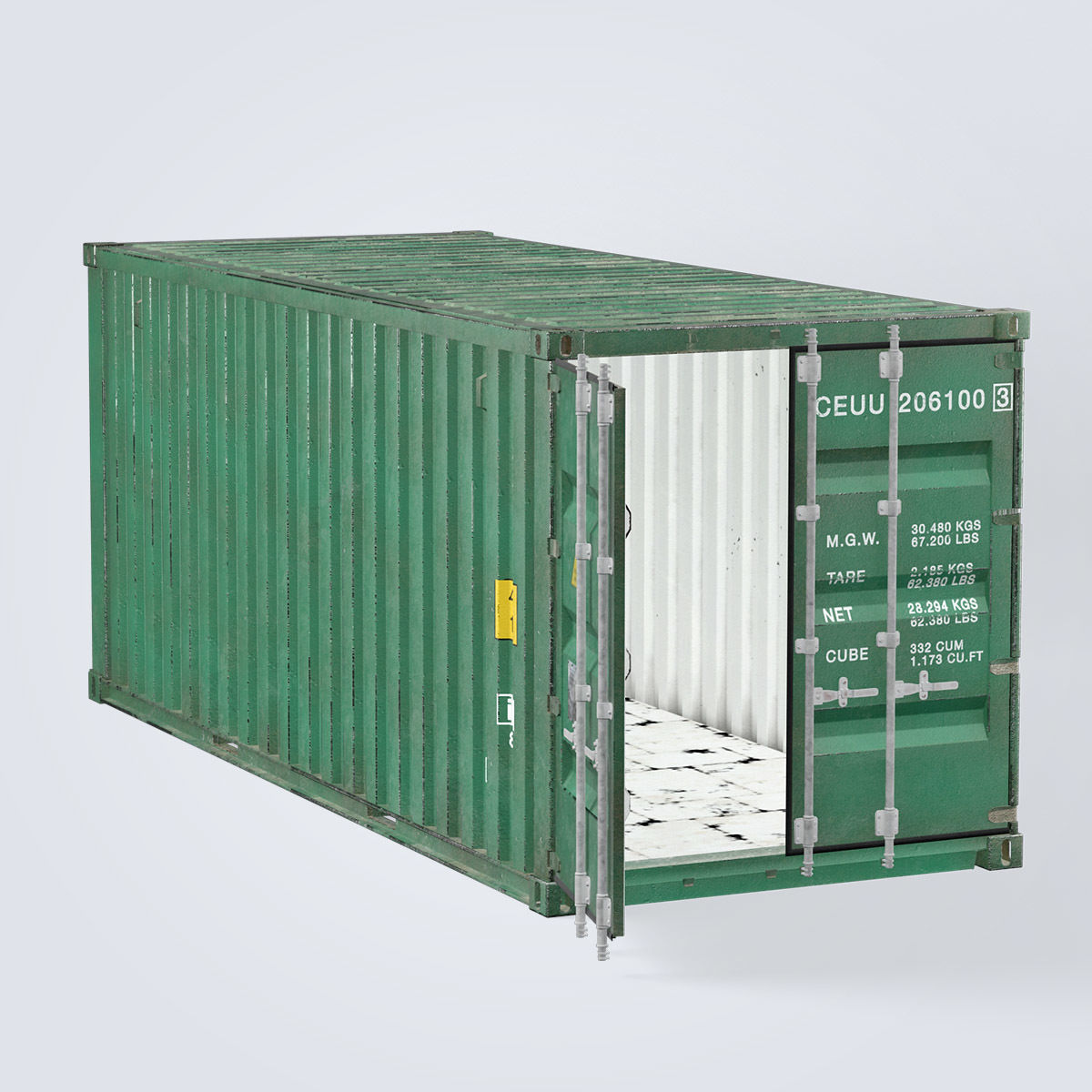 Container 20ft Green 3D model_9