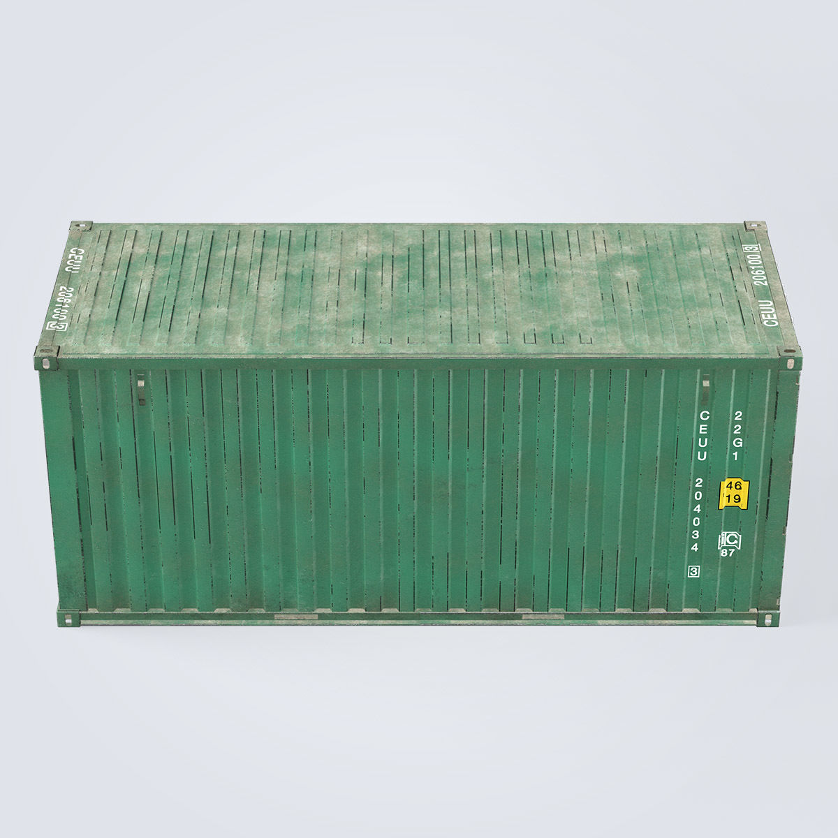 Container 20ft Green 3D model_18