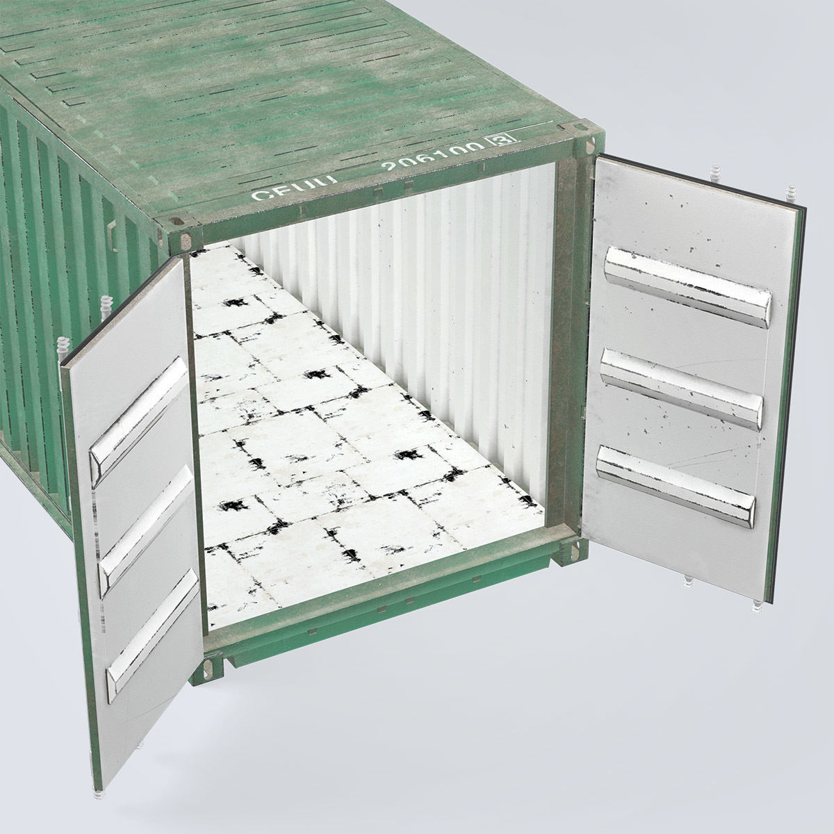 Container 20ft Green 3D model_12