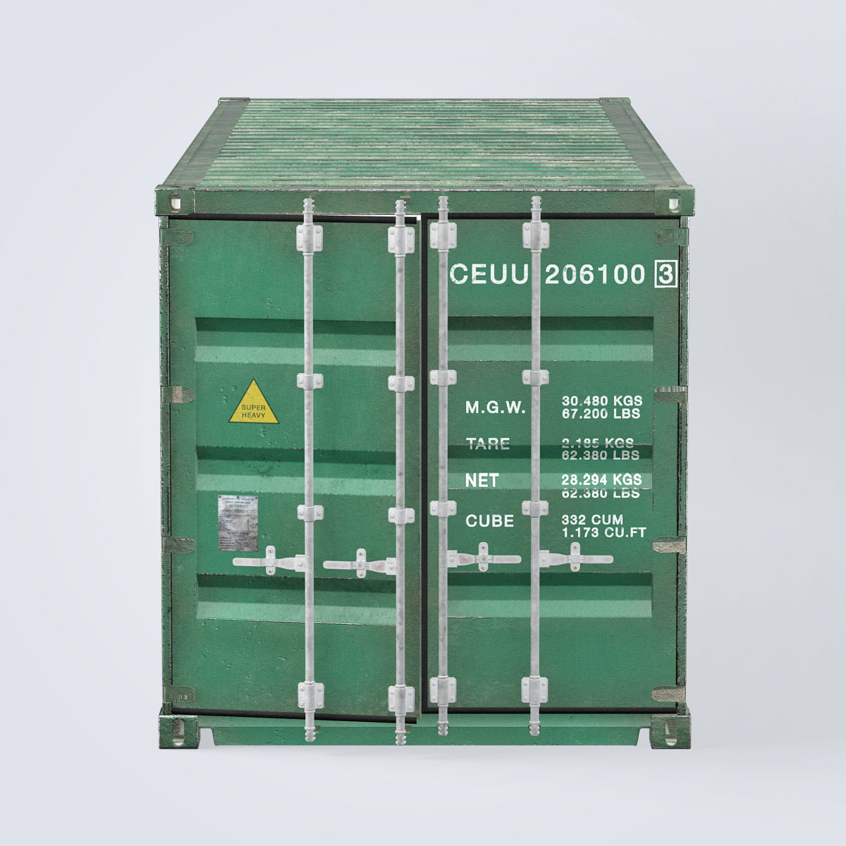 Container 20ft Green 3D model_6