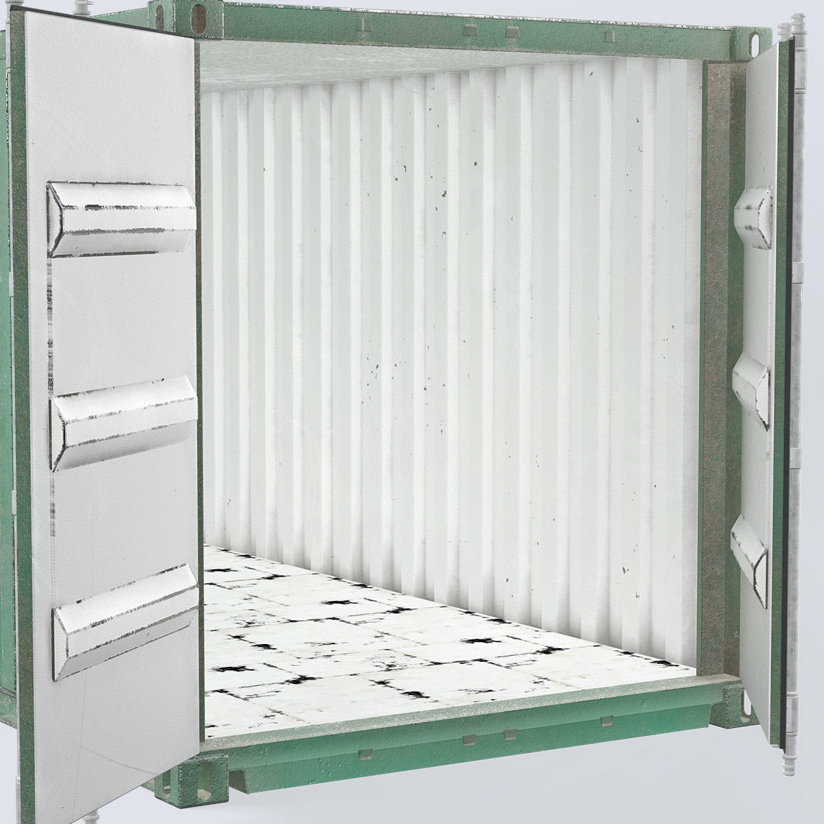 Container 20ft Green 3D model_11