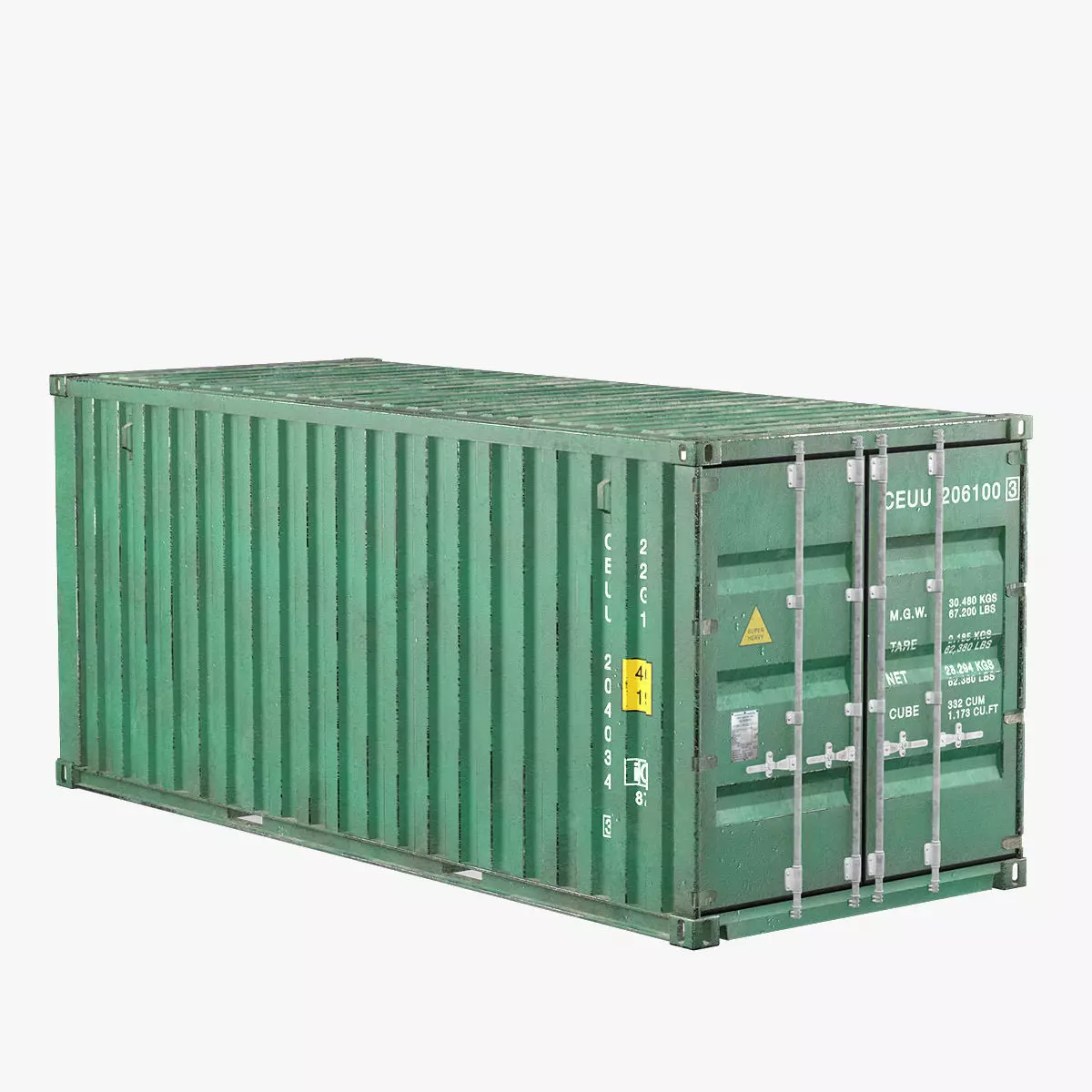 Container 20ft Green 3D model_0