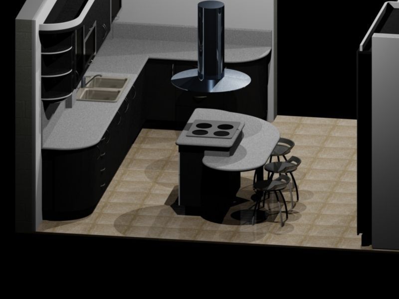 Kitchen Black and Grey Free 3D model