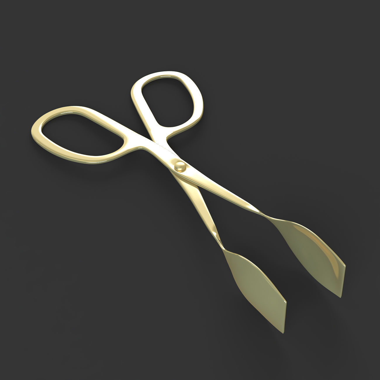 Gold serving tongs 3D model_3