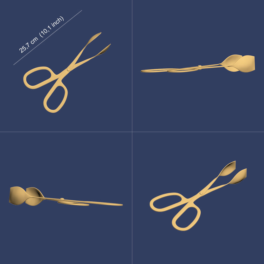 Gold serving tongs 3D model_8