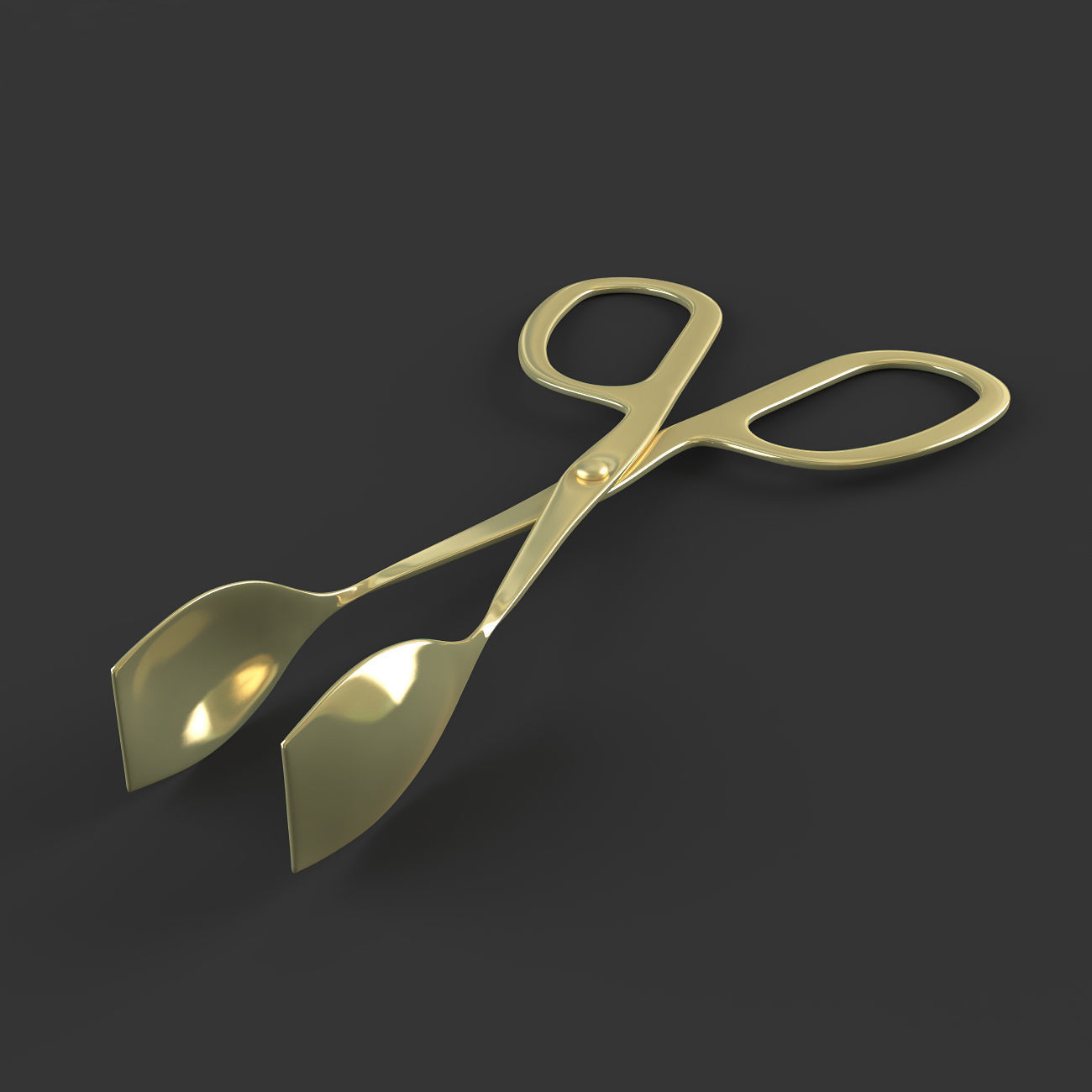 Gold serving tongs 3D model_6