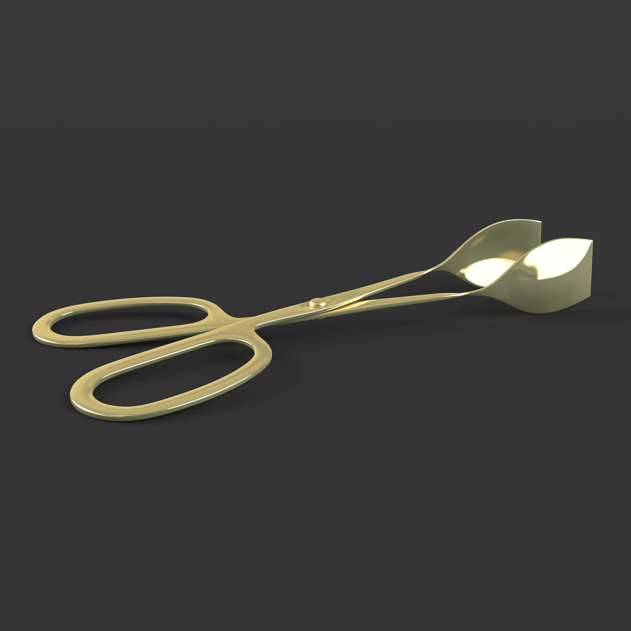 Gold serving tongs 3D model_4
