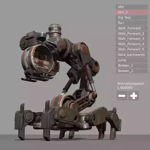 Blender Game Engine Mech Neck Walker Free low-poly 3D model