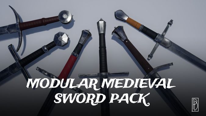 Modular Medieval Sword Pack for UE4 Low-poly 3D model