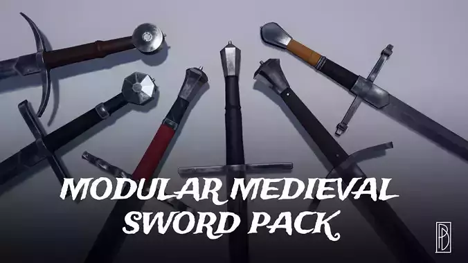 Modular Medieval Sword Pack for UE4 Low-poly 3D model