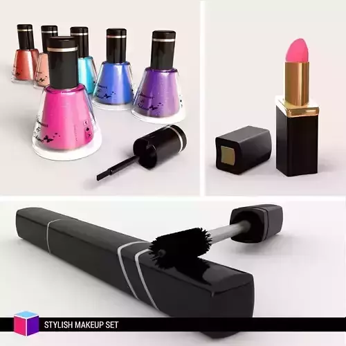 Stylish makeup set 3D Model Collection
