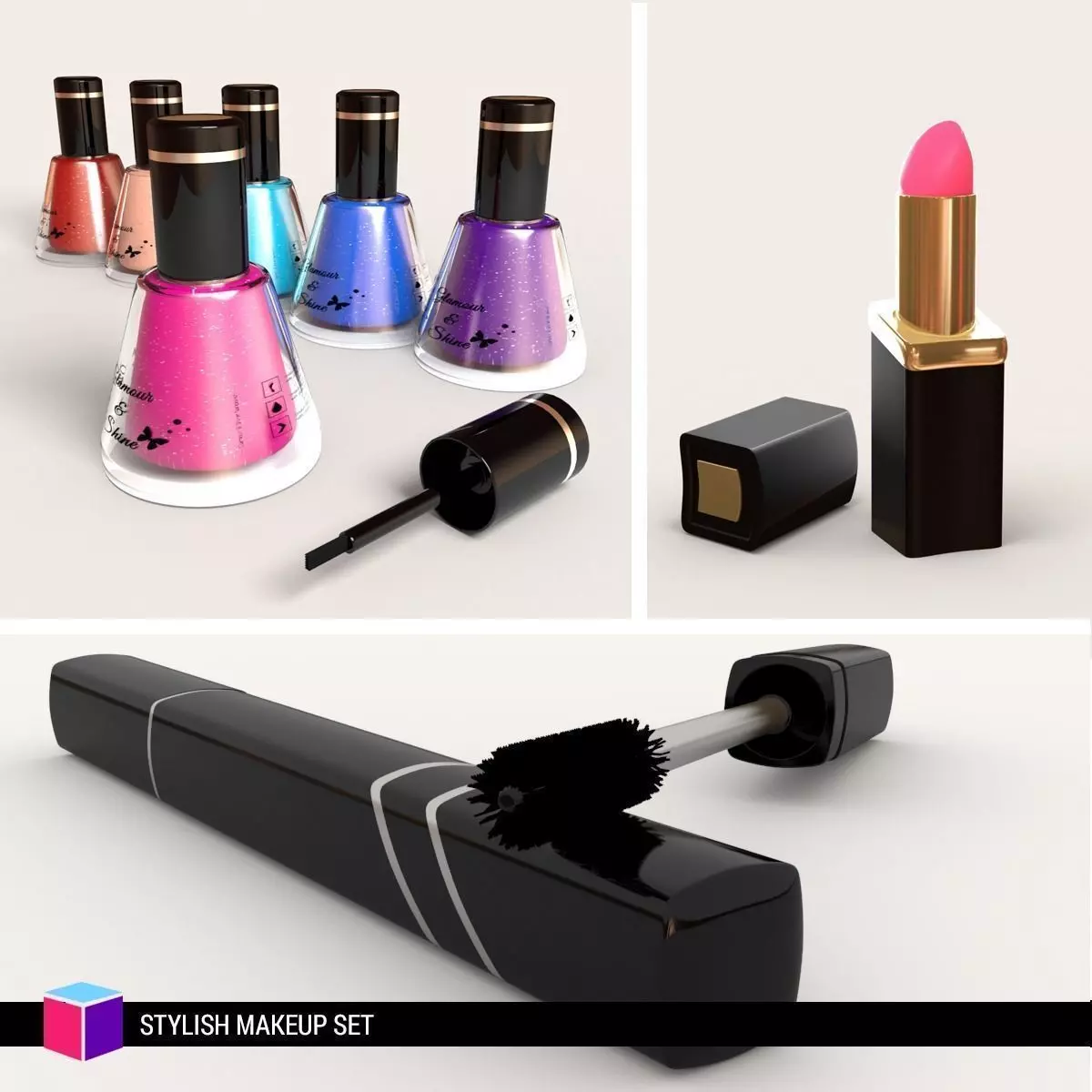 Stylish makeup set 3D Model Collection_0