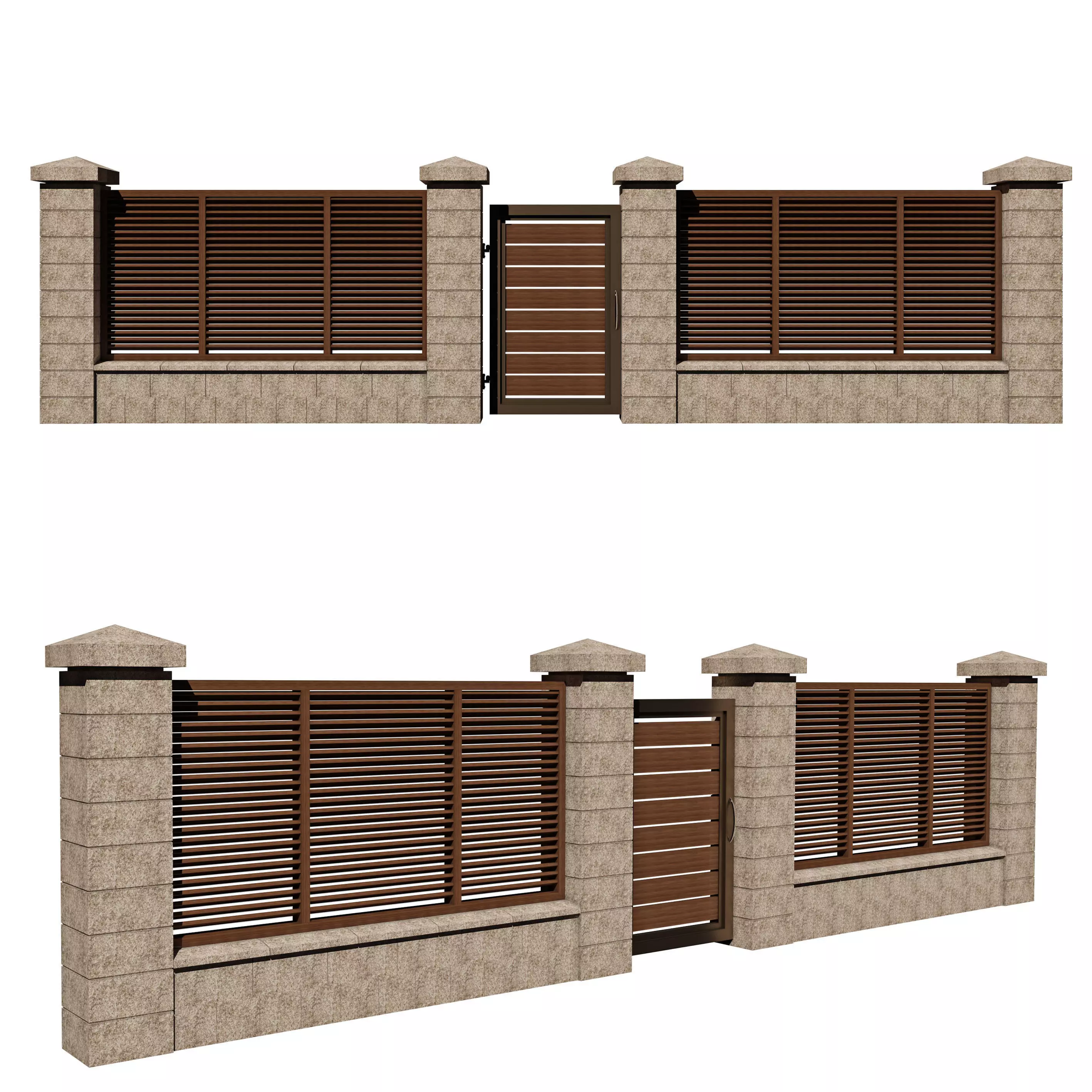 fence with gate 3D model_0