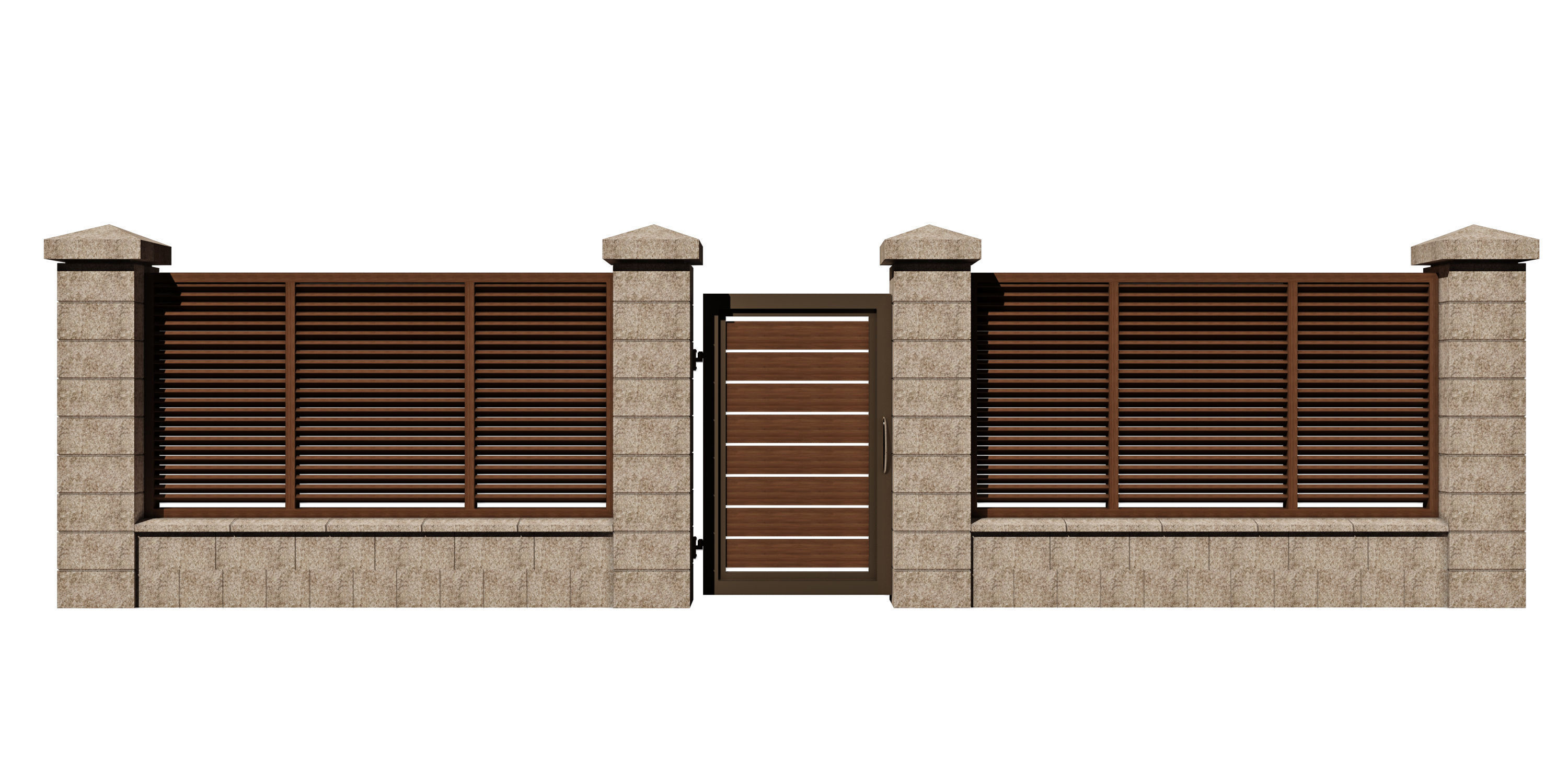 fence with gate 3D model_2