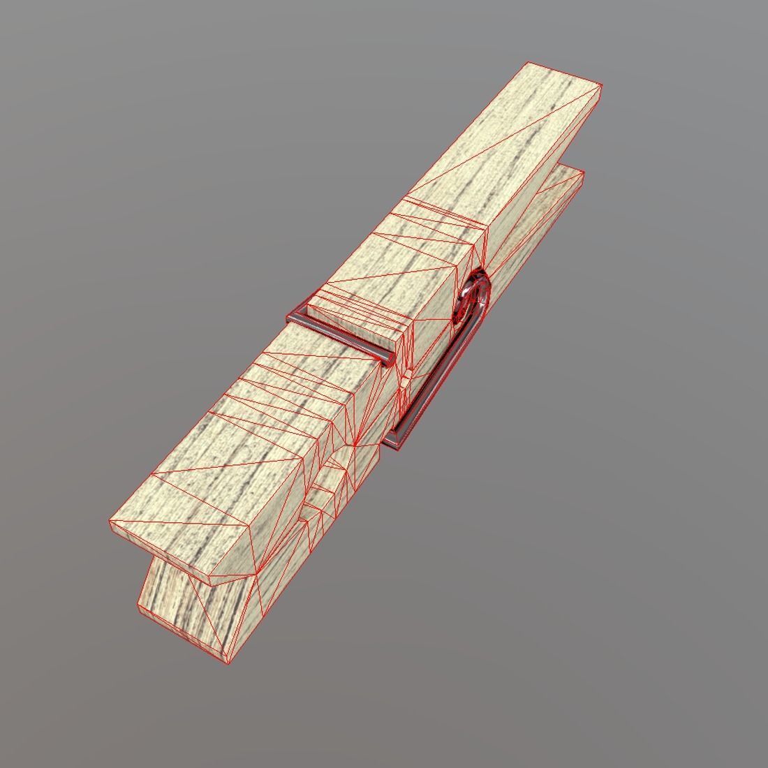 Clothespin wooden clothes peg Low-poly 3D model_5