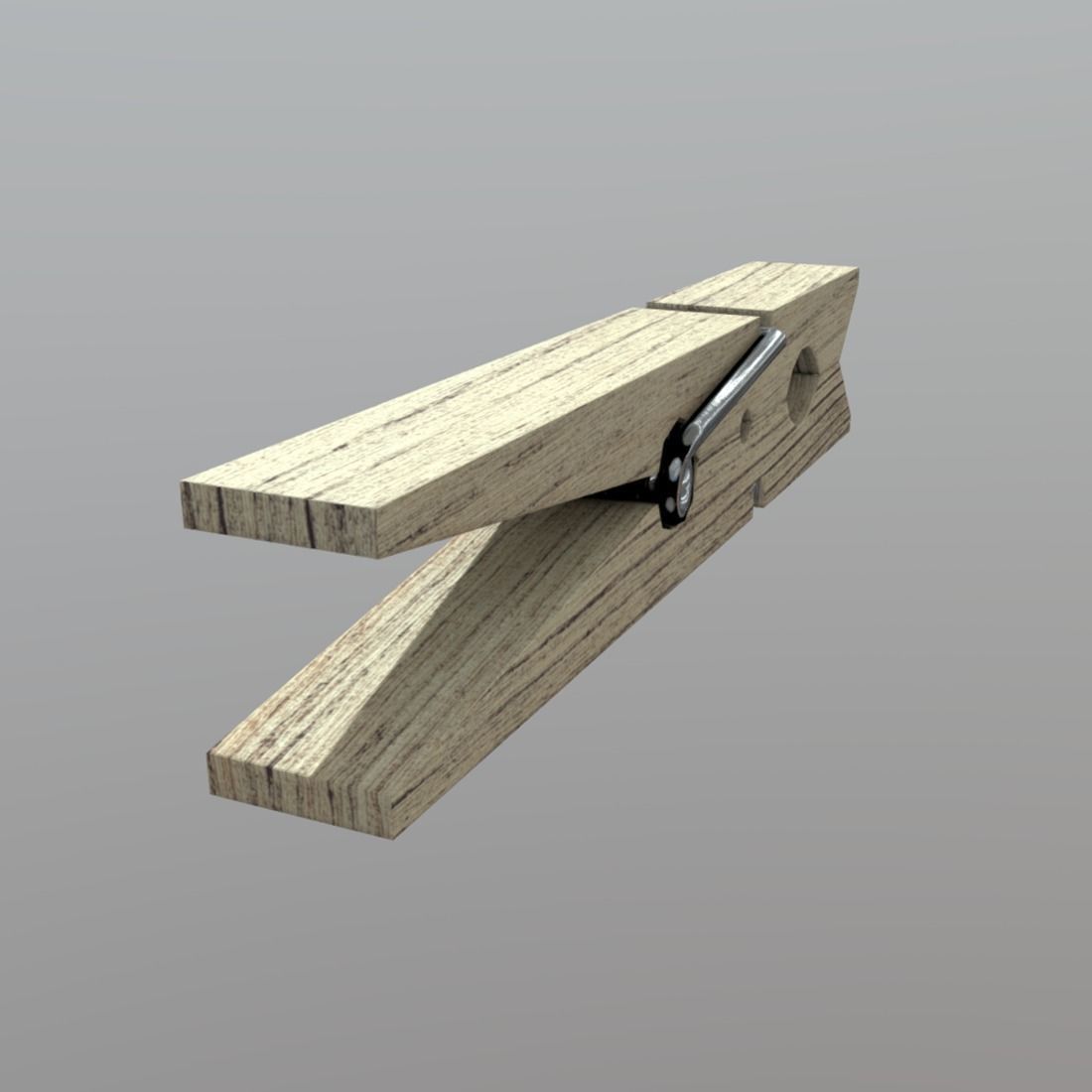 Clothespin wooden clothes peg Low-poly 3D model_2