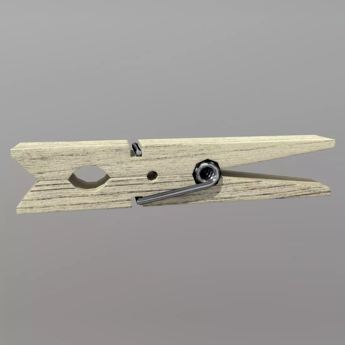 Clothespin wooden clothes peg Low-poly 3D model_0