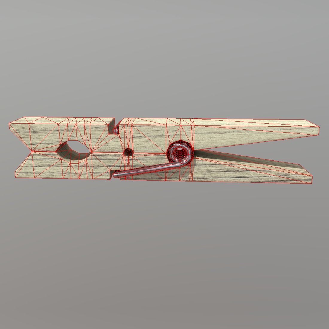 Clothespin wooden clothes peg Low-poly 3D model_4