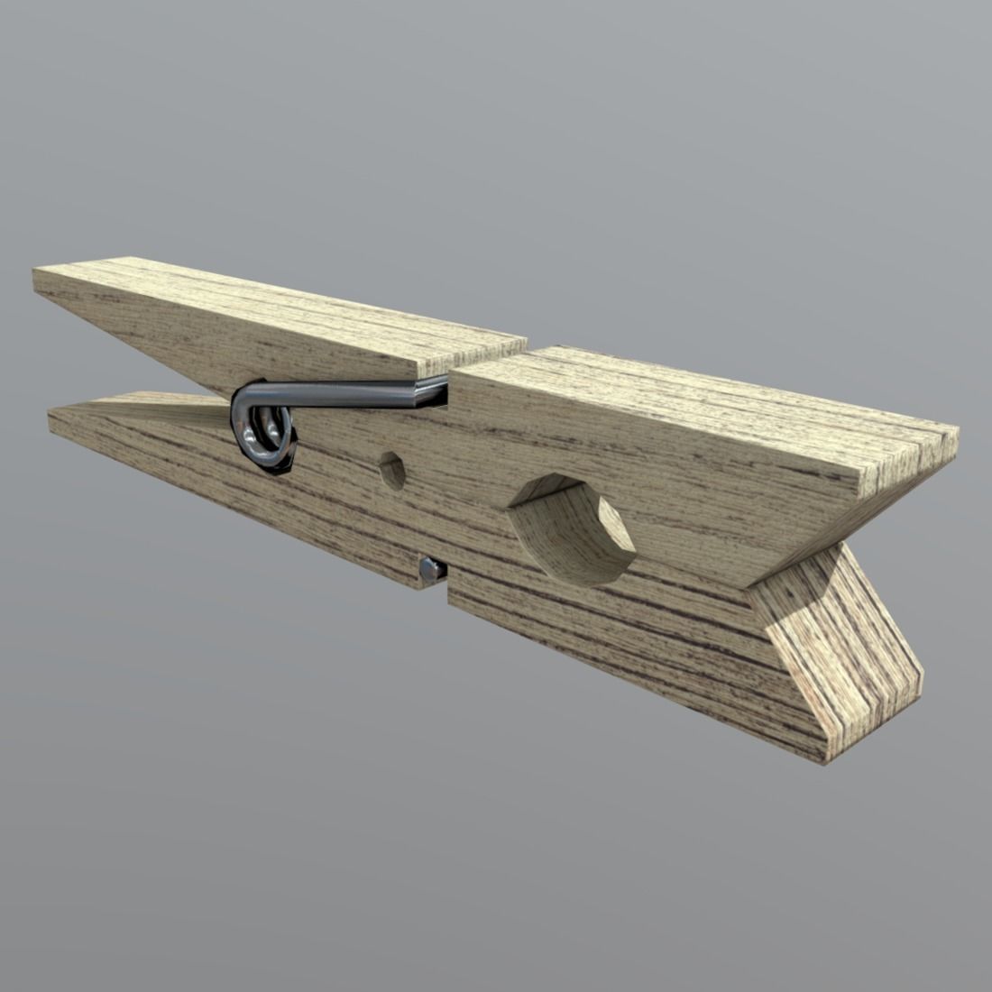 Clothespin wooden clothes peg Low-poly 3D model_3