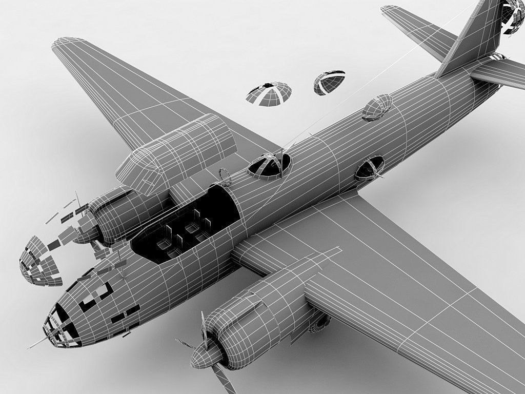 Mitsubishi G4M Betty Aircraft WWII Low-poly 3D model_2