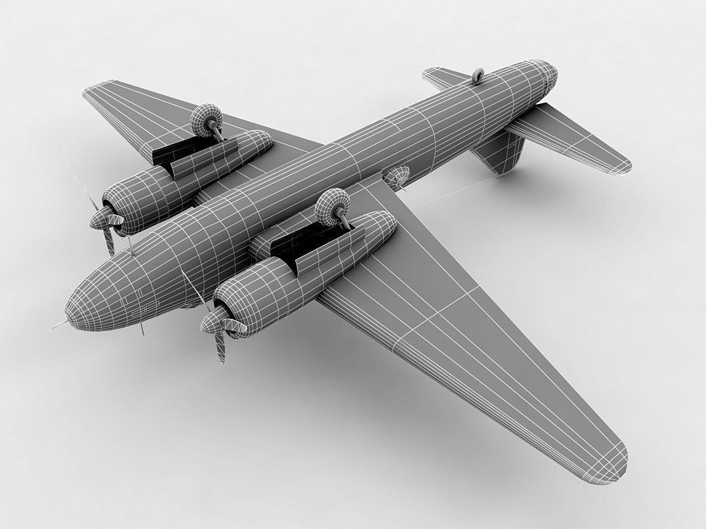 Mitsubishi G4M Betty Aircraft WWII Low-poly 3D model_1