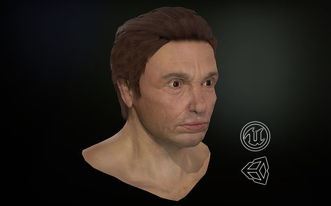 Male Head Low-poly 3D model