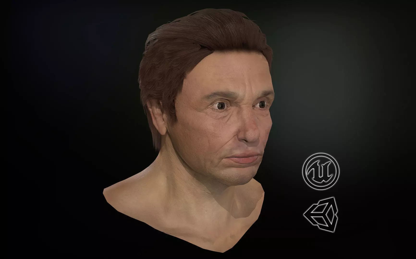 Male Head Low-poly 3D model_0