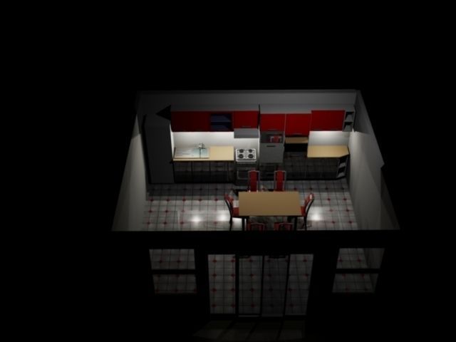 Red Kitchen Free 3D model