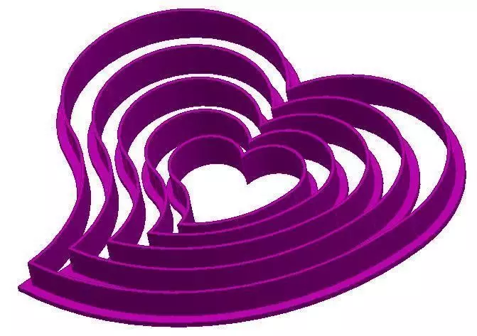 Set of hearts cookie cutters 3D print model