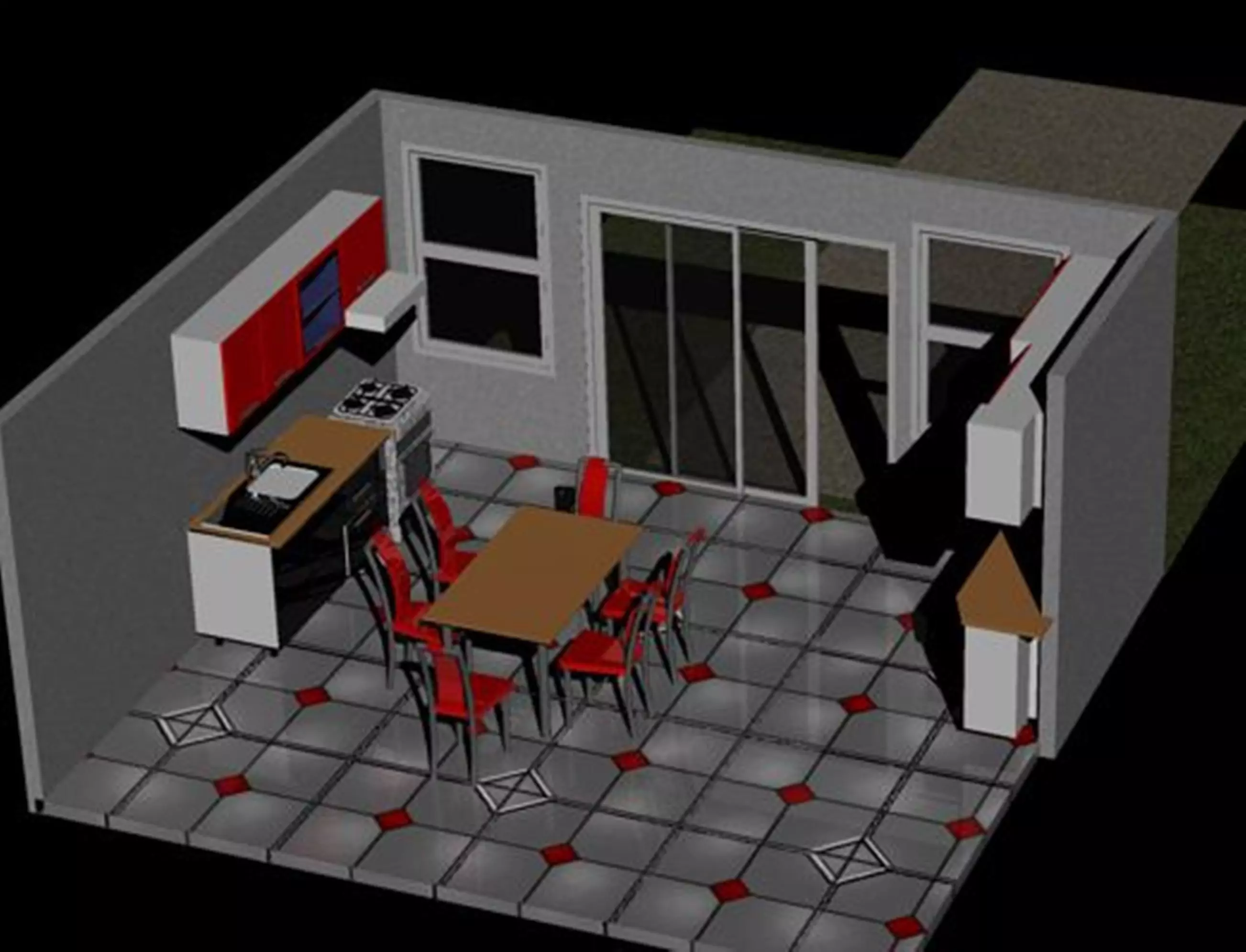 Red Kitchen Ver 1 Free 3D model