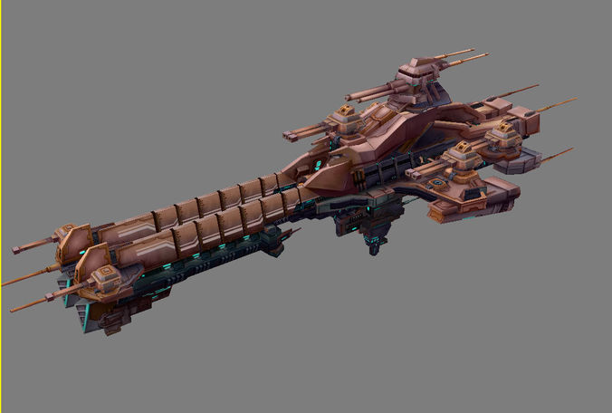 Extra large fortress type - big spaceship 01 3D model
