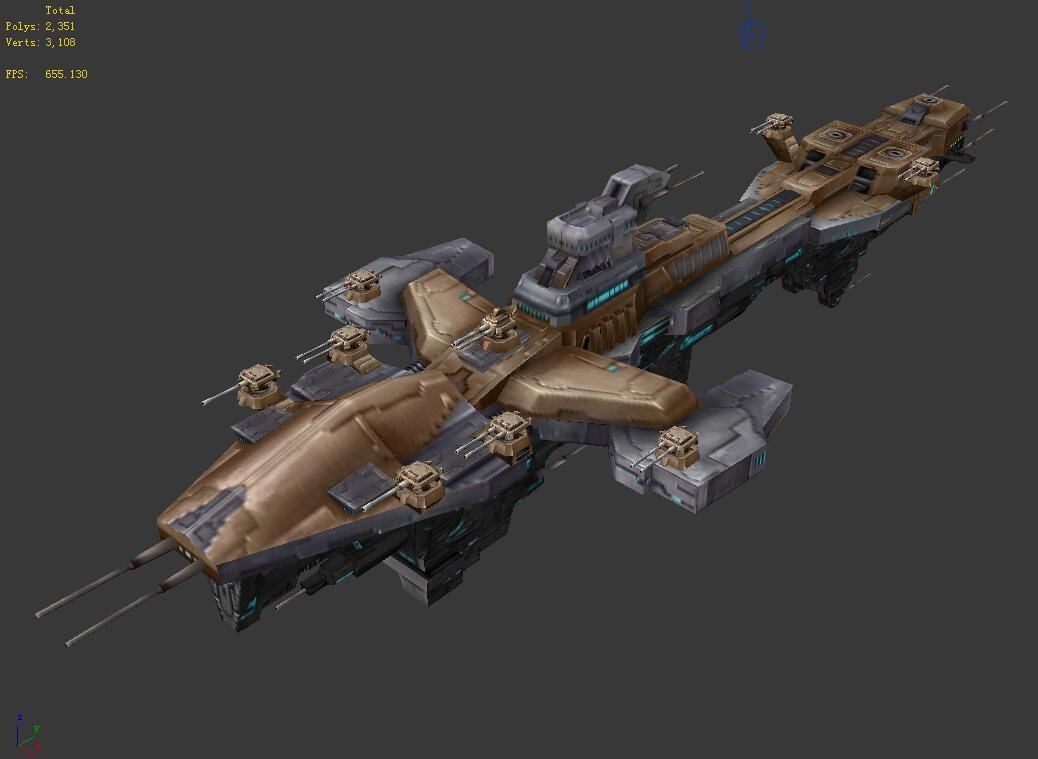 Extra large fortress type - big spaceship 02 3D model_6
