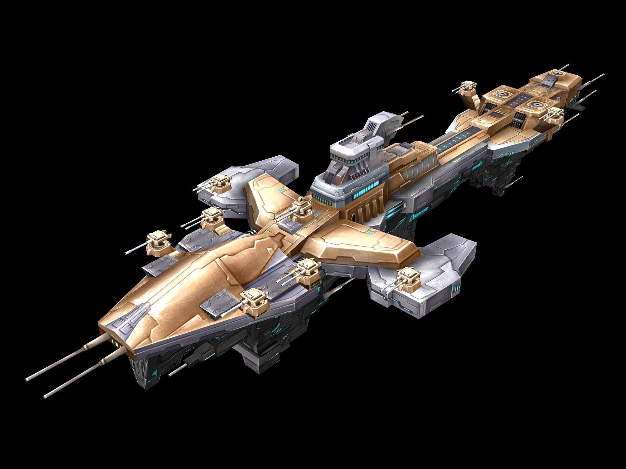Extra large fortress type - big spaceship 02 3D model_1