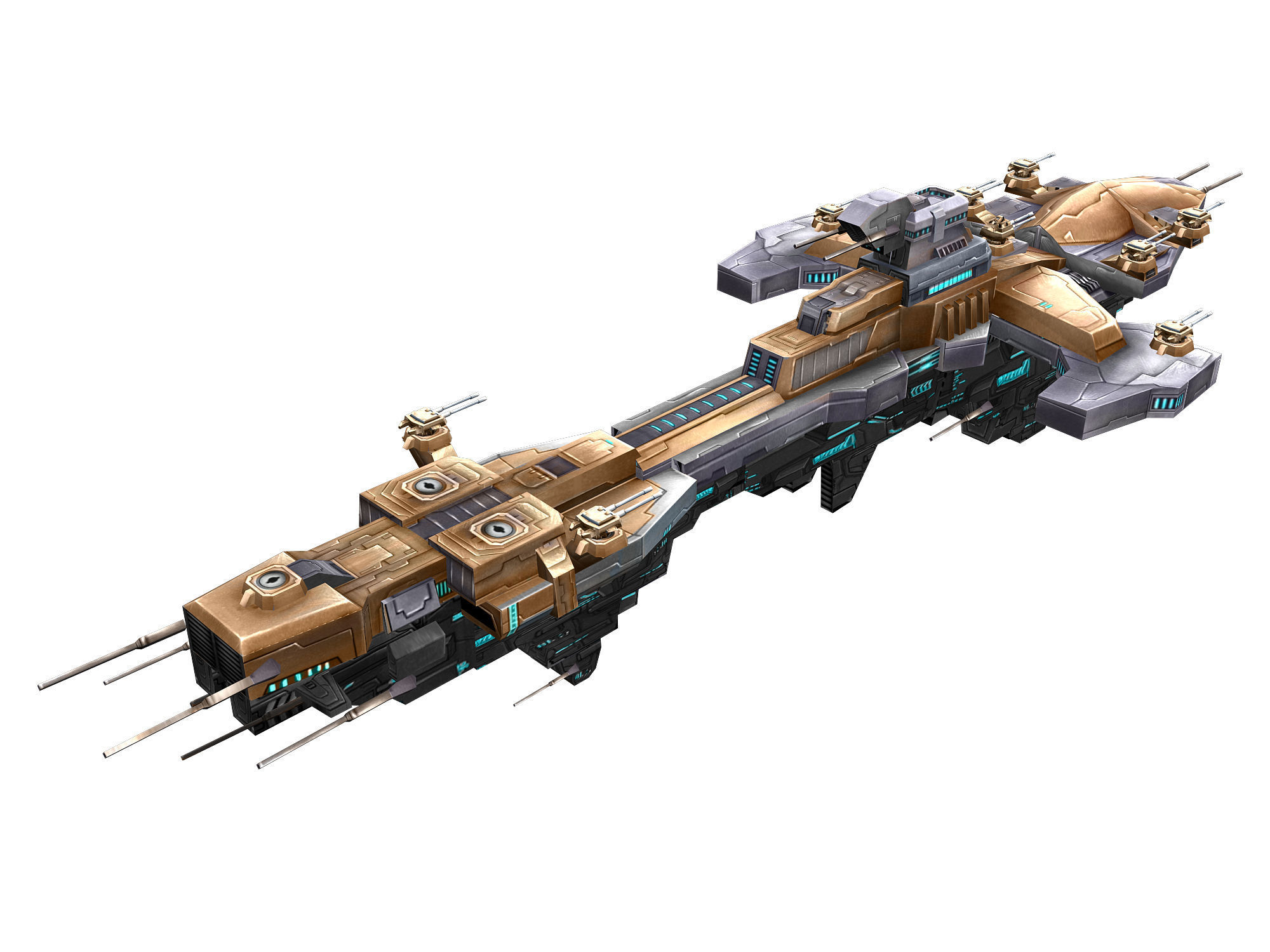Extra large fortress type - big spaceship 02 3D model_4