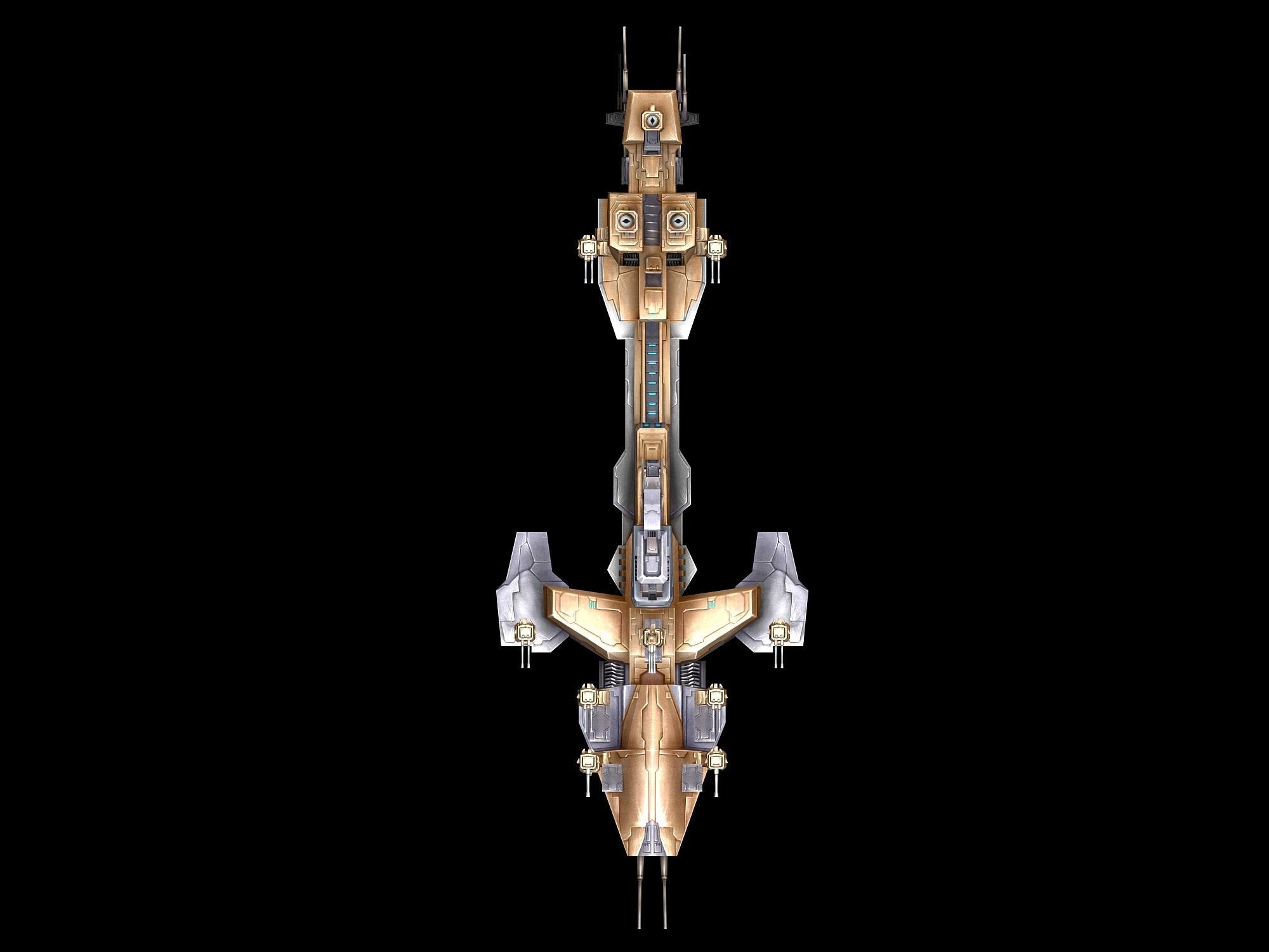 Extra large fortress type - big spaceship 02 3D model_3