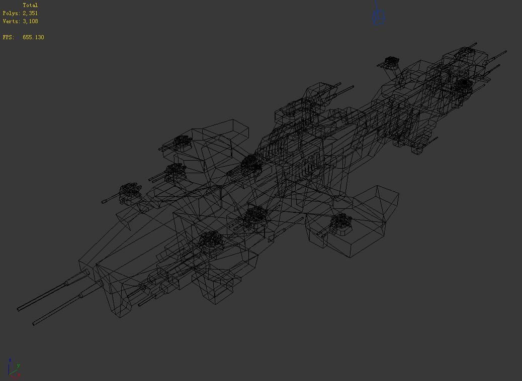 Extra large fortress type - big spaceship 02 3D model_7