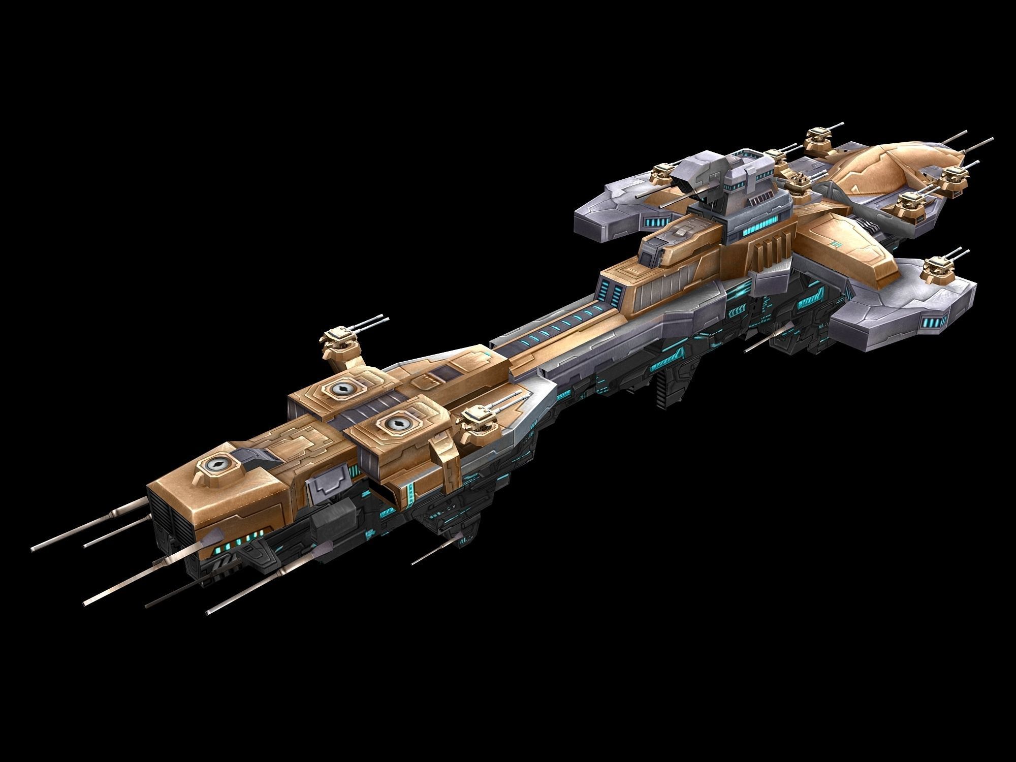 Extra large fortress type - big spaceship 02 3D model_2