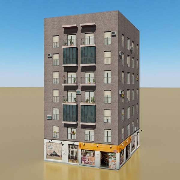 Photorealistic Low Poly Building 3D model_1