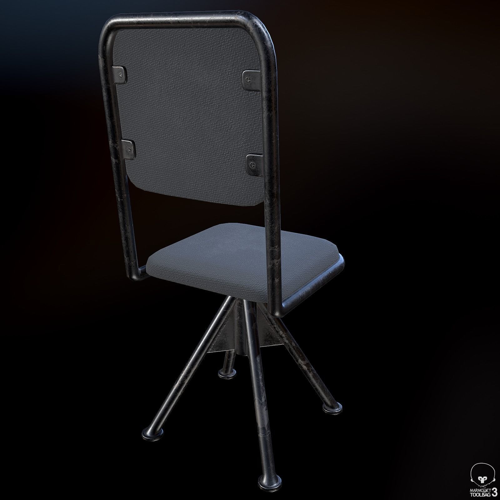Industrial Chair Low-poly 3D model_3