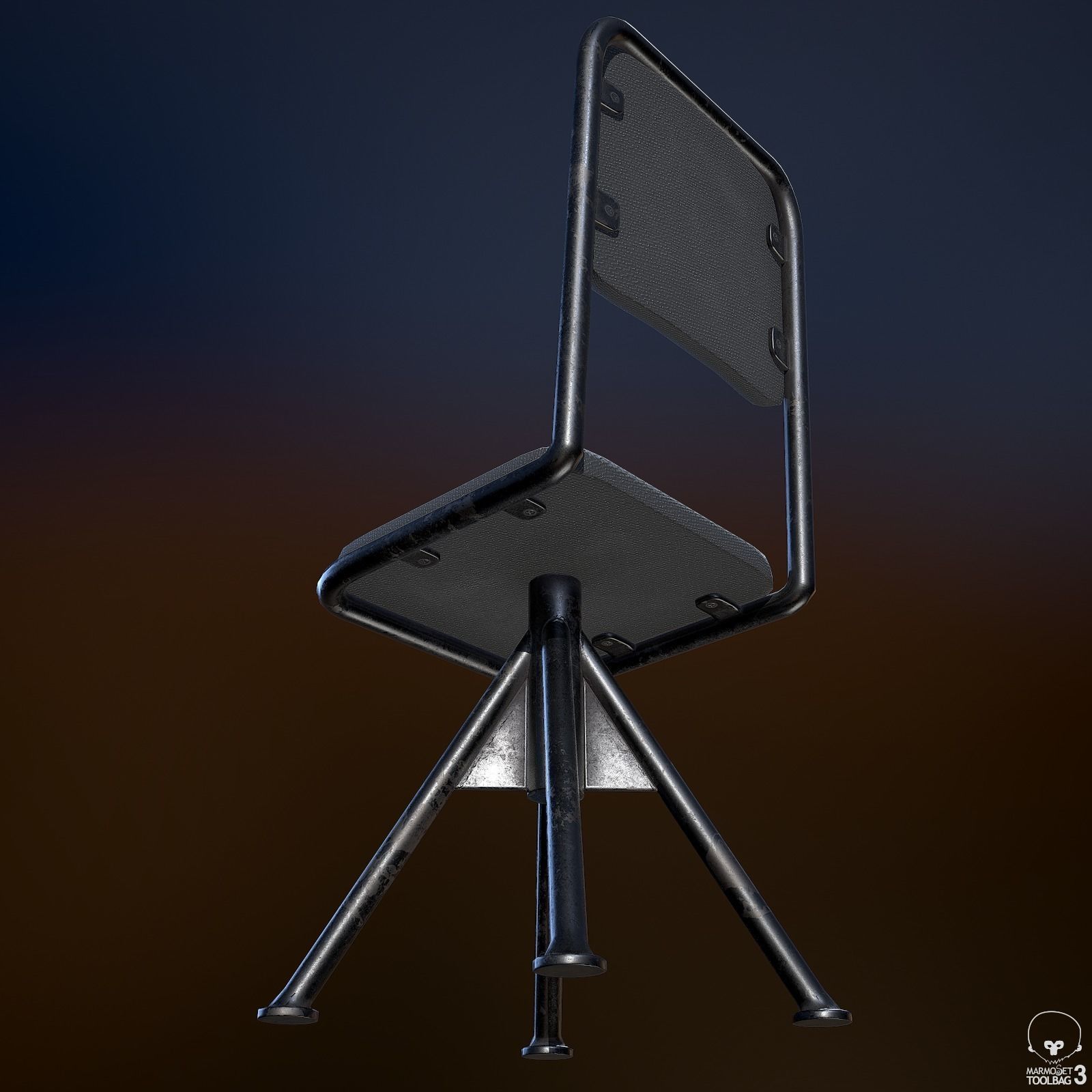 Industrial Chair Low-poly 3D model_4