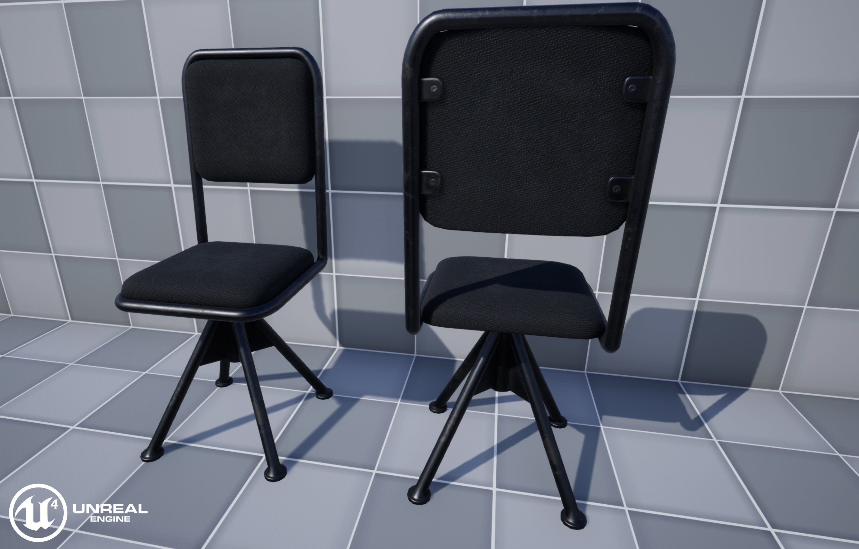 Industrial Chair Low-poly 3D model_12