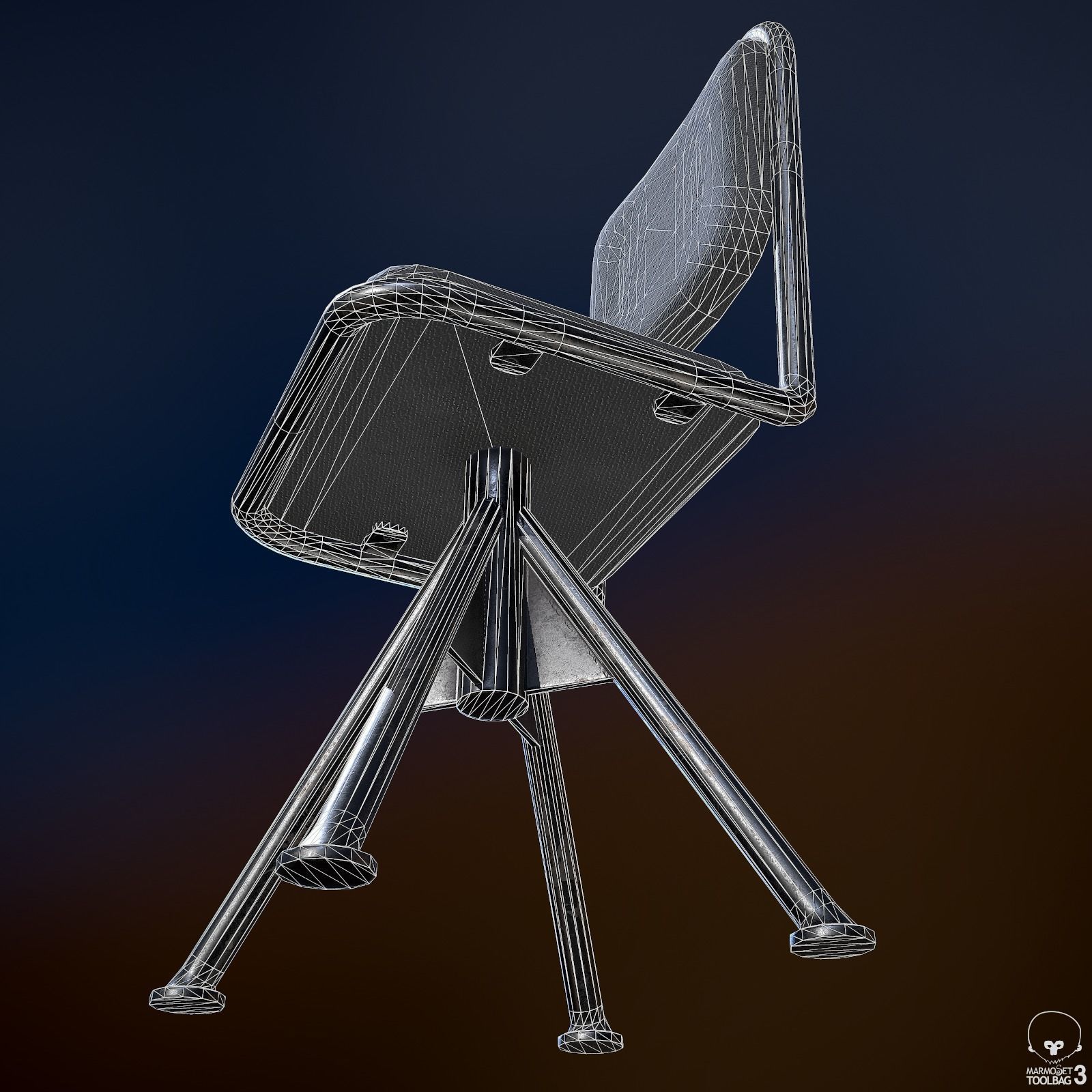 Industrial Chair Low-poly 3D model_10