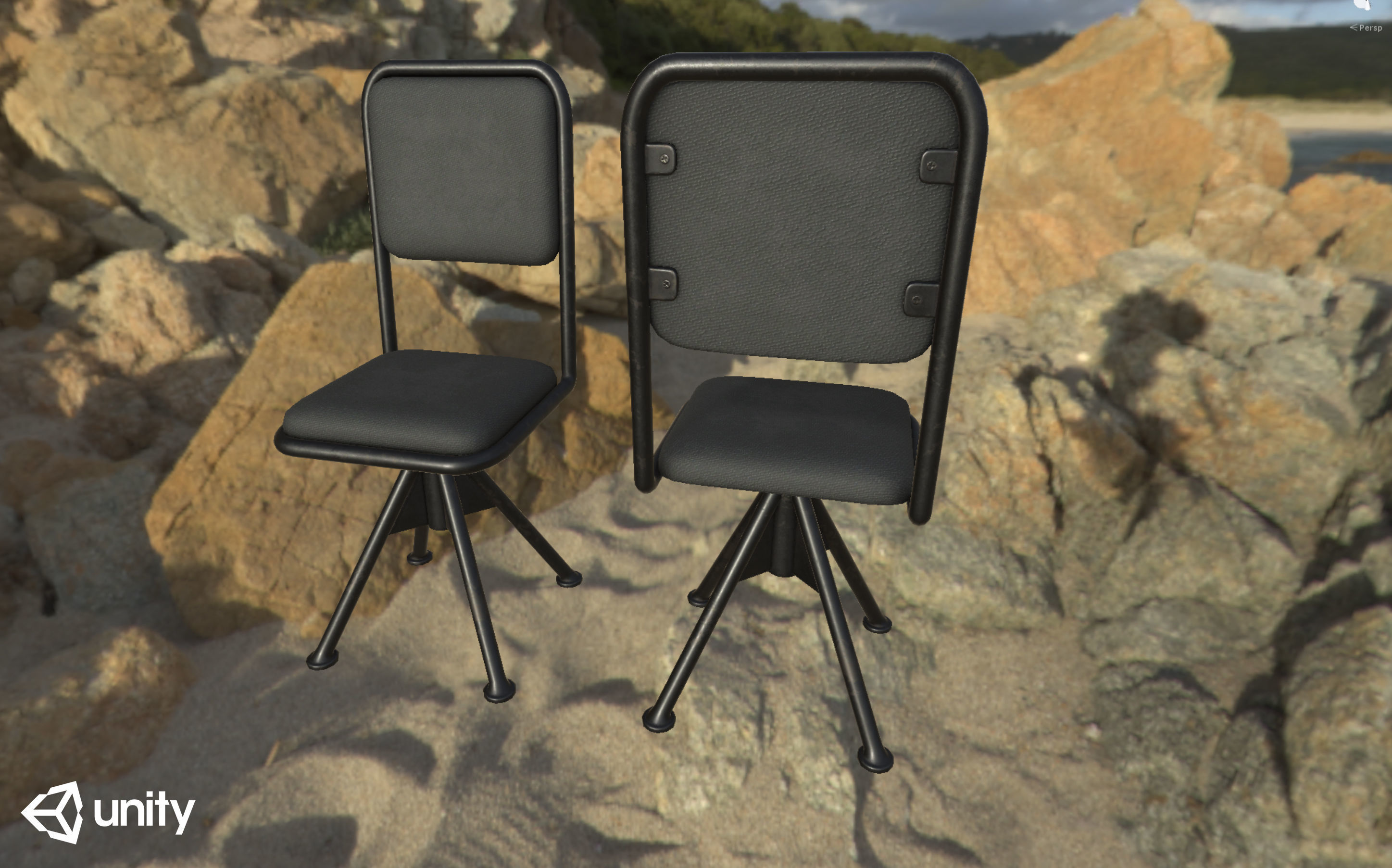 Industrial Chair Low-poly 3D model_11