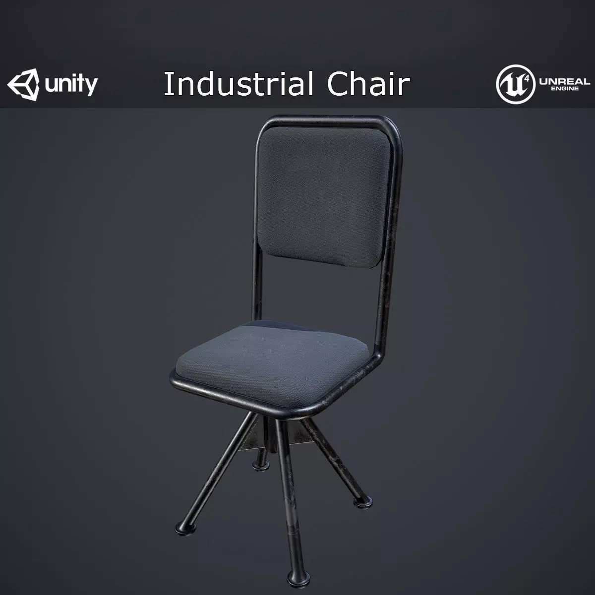 Industrial Chair Low-poly 3D model_0