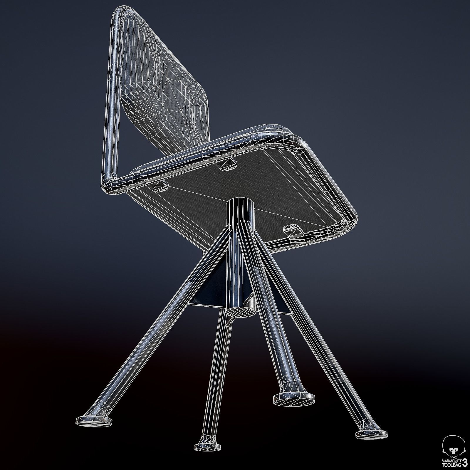 Industrial Chair Low-poly 3D model_8