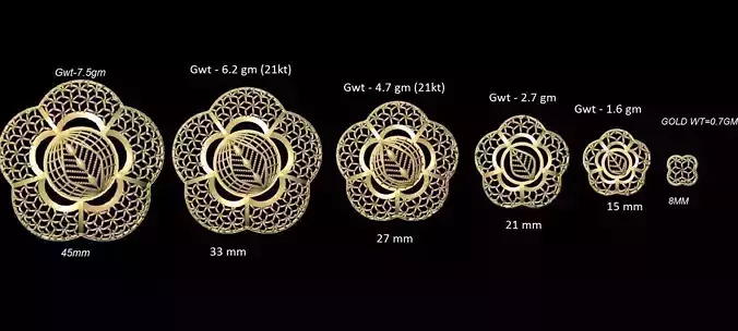 VR-PND2331 size of gold flower