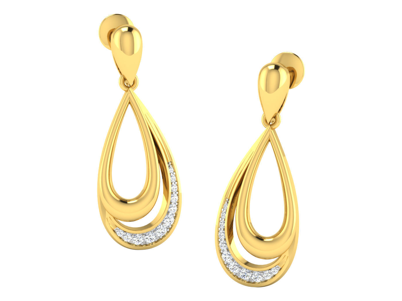 AFP00088 diamond pendant gold 3D print model_3