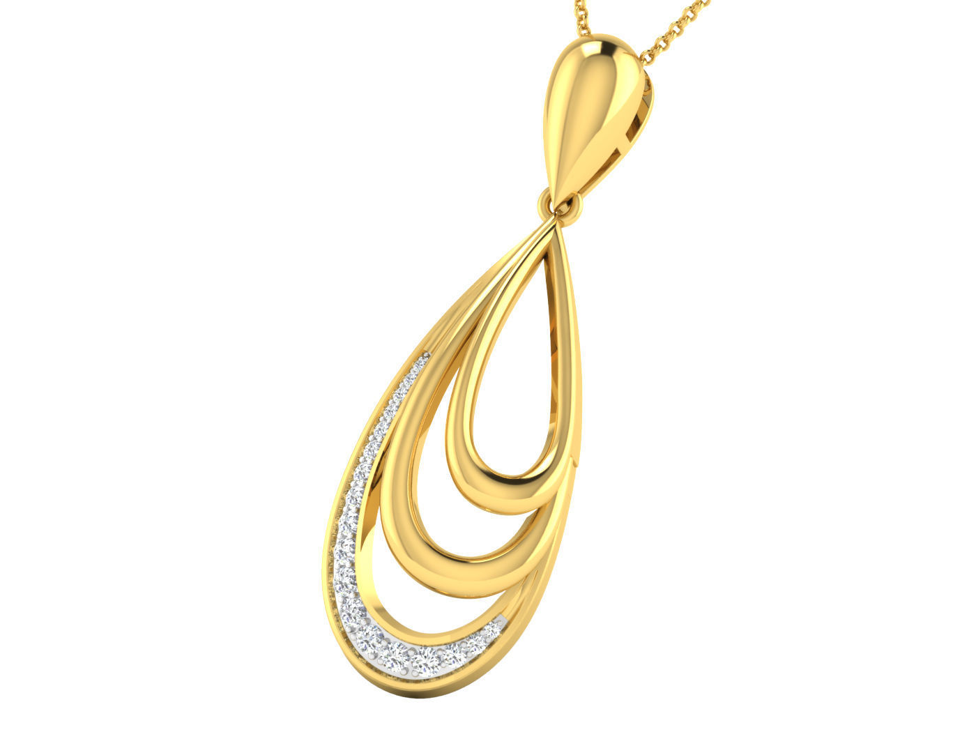 AFP00088 diamond pendant gold 3D print model_2